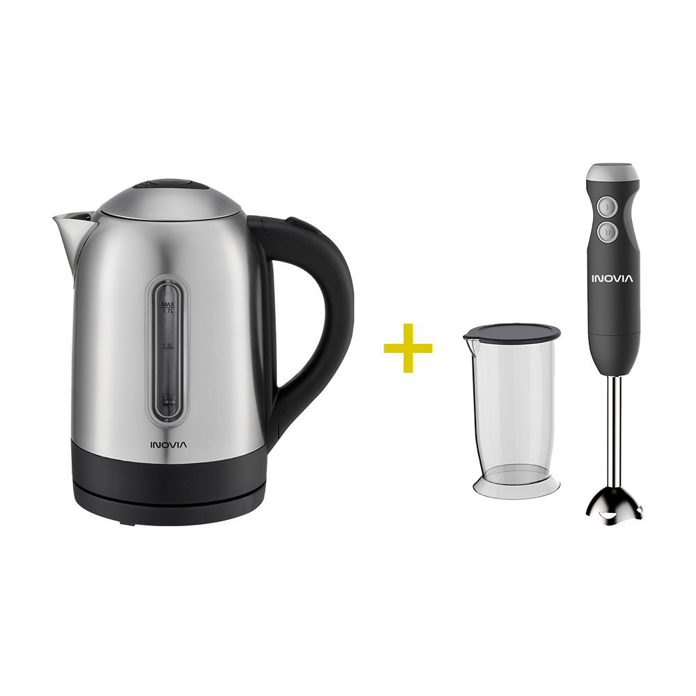 Conjunto Inovia Jarro Eléctrico Inox 1,7L 2200W + Varinha Mágica Inox 400W | INV-CH-HHB1711 + INV-LQ-LB2114A